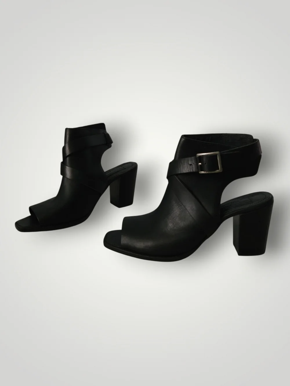 Wolverine 1883 Piper Open Toe Slingback‎ Bootie 9M Black Leather Office Siren